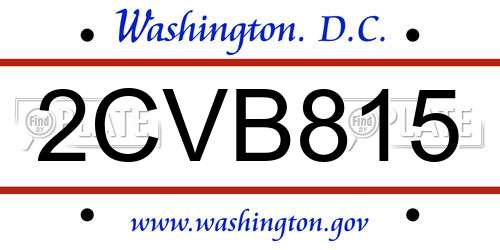 2CVB815 District Of Columbia License Plate