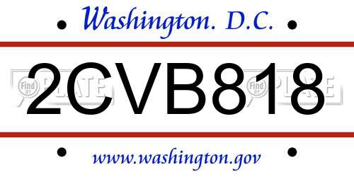 2CVB818 District Of Columbia License Plate