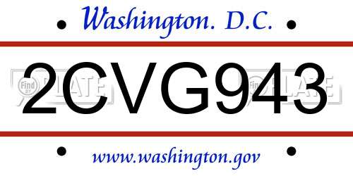 2CVG943 District Of Columbia License Plate