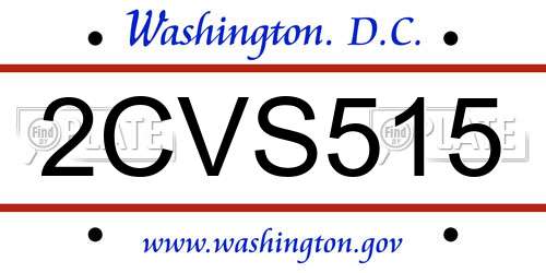 2CVS515 District Of Columbia License Plate