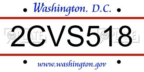 2CVS518 District Of Columbia License Plate
