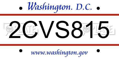 2CVS815 District Of Columbia License Plate