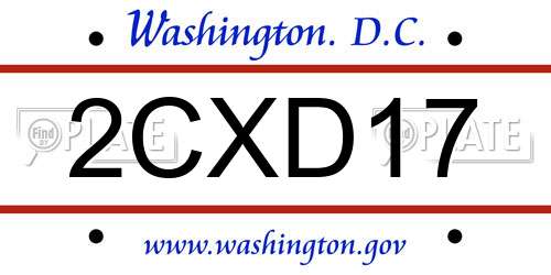 2CXD17 District Of Columbia License Plate