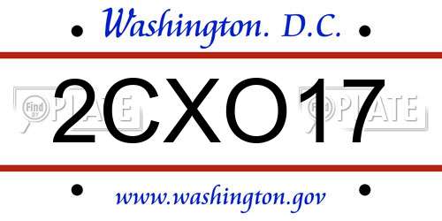 2CXO17 District Of Columbia License Plate