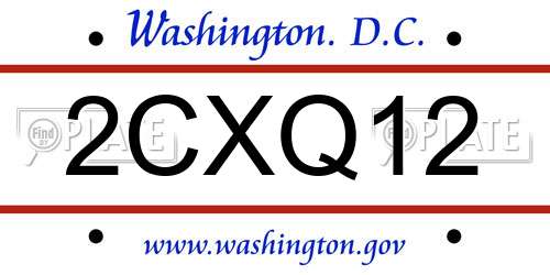 2CXQ12 District Of Columbia License Plate