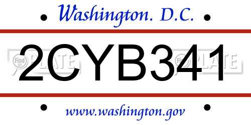 2CYB341 District Of Columbia License Plate