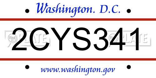 2CYS341 District Of Columbia License Plate