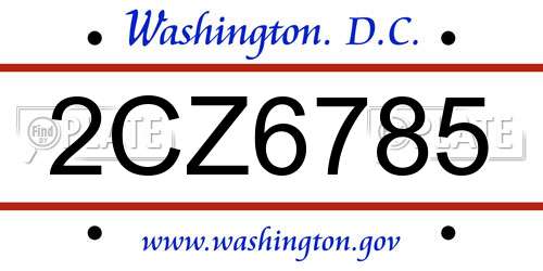 2CZ6785 District Of Columbia License Plate