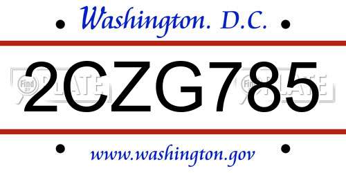 2CZG785 District Of Columbia License Plate