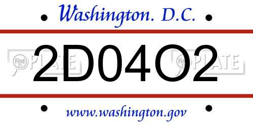 2D04O2 District Of Columbia License Plate