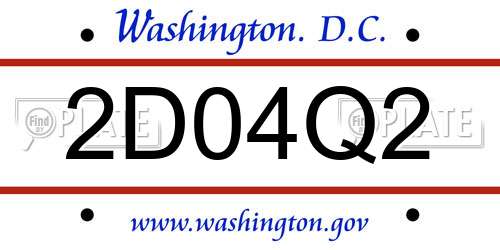 2D04Q2 District Of Columbia License Plate