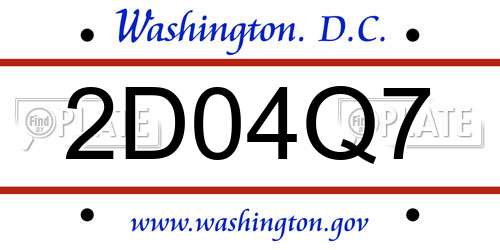 2D04Q7 District Of Columbia License Plate