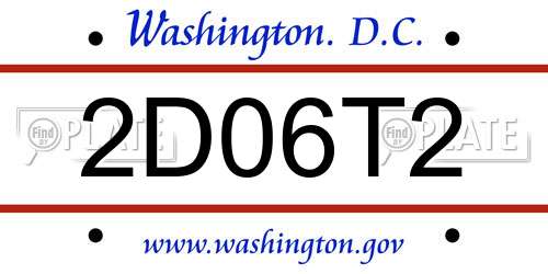 2D06T2 District Of Columbia License Plate
