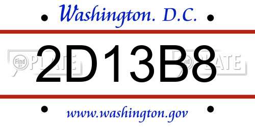 2D13B8 District Of Columbia License Plate