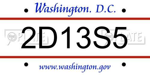2D13S5 District Of Columbia License Plate