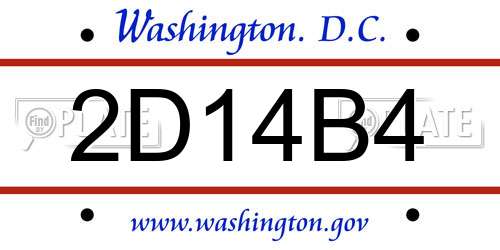 2D14B4 District Of Columbia License Plate