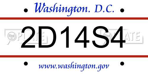 2D14S4 District Of Columbia License Plate