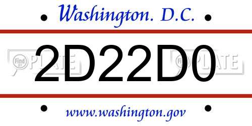 2D22D0 District Of Columbia License Plate