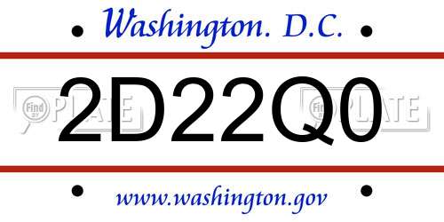 2D22Q0 District Of Columbia License Plate