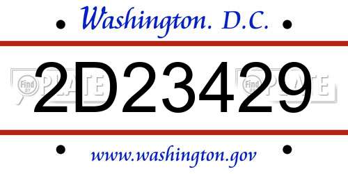 2D23429 District Of Columbia License Plate