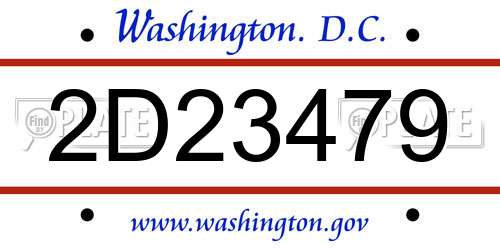 2D23479 District Of Columbia License Plate