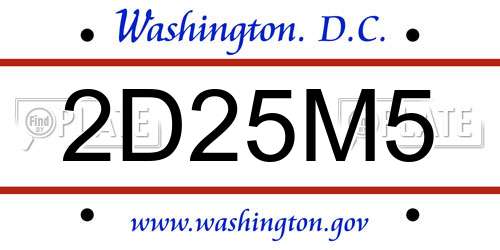 2D25M5 District Of Columbia License Plate