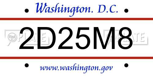 2D25M8 District Of Columbia License Plate