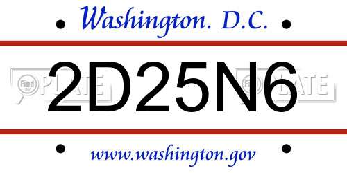 2D25N6 District Of Columbia License Plate