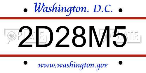 2D28M5 District Of Columbia License Plate