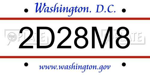 2D28M8 District Of Columbia License Plate
