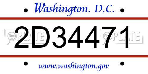 2D34471 District Of Columbia License Plate