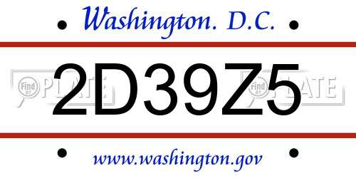 2D39Z5 District Of Columbia License Plate
