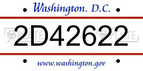 2D42622 District Of Columbia License Plate