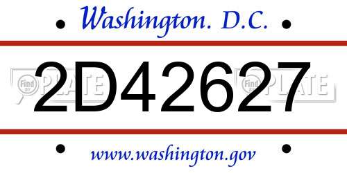 2D42627 District Of Columbia License Plate