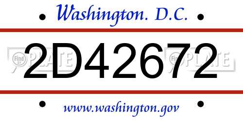 2D42672 District Of Columbia License Plate