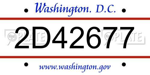 2D42677 District Of Columbia License Plate