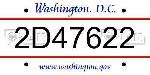 2D47622 District Of Columbia License Plate