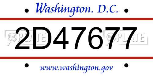 2D47677 District Of Columbia License Plate