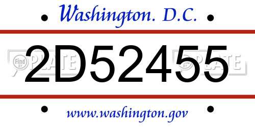 2D52455 District Of Columbia License Plate