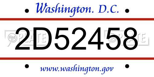 2D52458 District Of Columbia License Plate