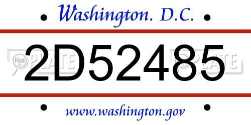 2D52485 District Of Columbia License Plate