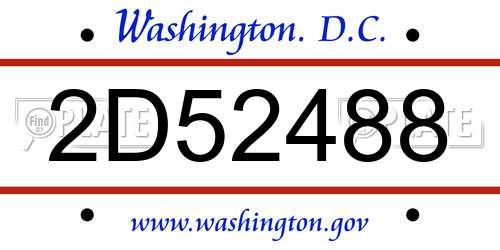 2D52488 District Of Columbia License Plate