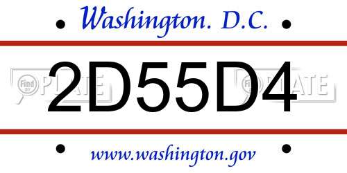 2D55D4 District Of Columbia License Plate