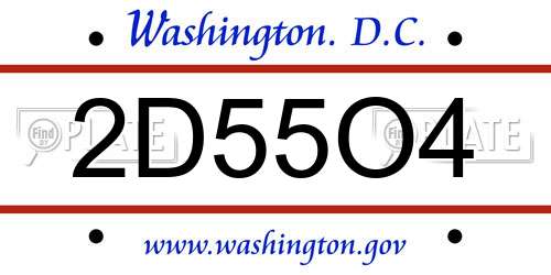 2D55O4 District Of Columbia License Plate