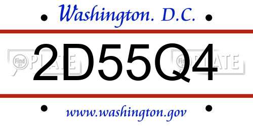 2D55Q4 District Of Columbia License Plate