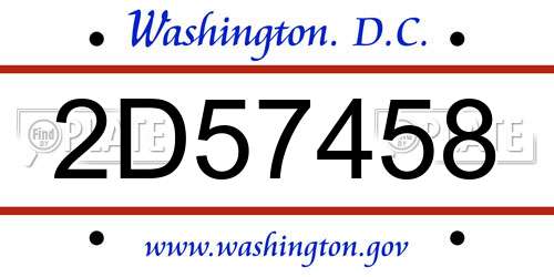2D57458 District Of Columbia License Plate