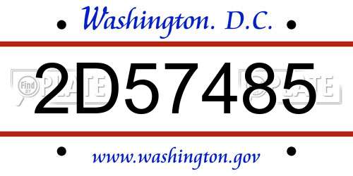 2D57485 District Of Columbia License Plate