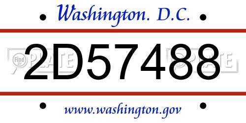 2D57488 District Of Columbia License Plate