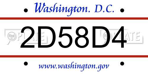 2D58D4 District Of Columbia License Plate