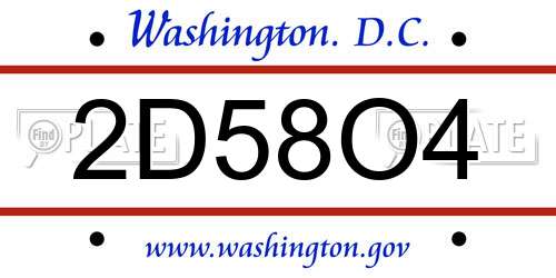 2D58O4 District Of Columbia License Plate